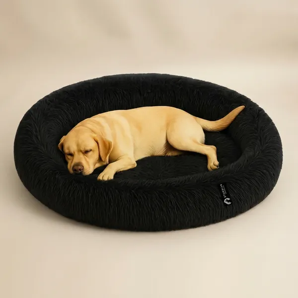 Oval_Shaped_Faux_Fur_Pet_Bed_For_Dogs_Kittens_Xl_Black