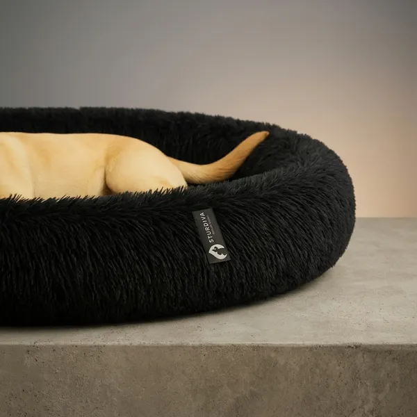 Oval_Shaped_Faux_Fur_Pet_Bed_For_Dogs_Kittens_Xl_Black