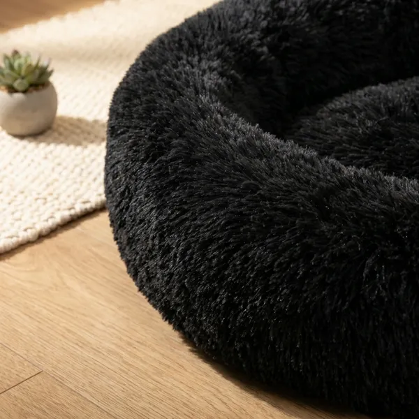 Donut_Shape_Pet_Bed_For_Puppy_Cat_Soft_Fur_Washable_Blue_S