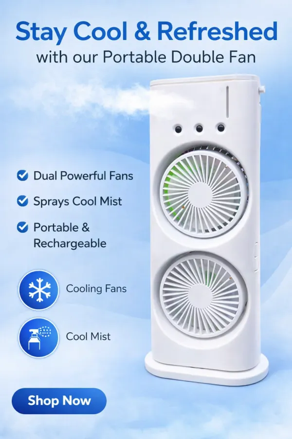 White_Portable_Double_Fan