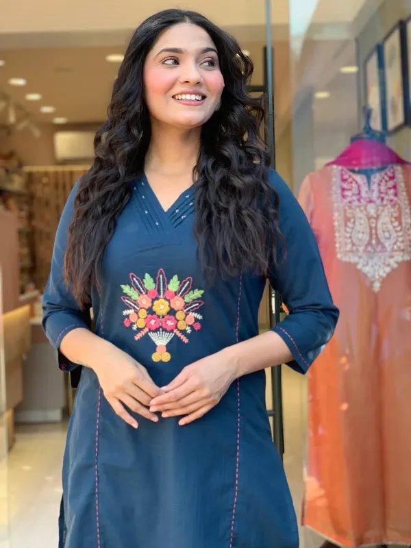 Blue_Embroidered_Cotton_Flex_Kurta_And_Pant_Set_With_Dupatta_For_Women