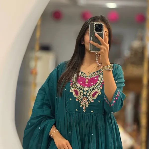 Sky_Blue_Embroidered_Anarkali_Kurta_With_Dupatta_For_Women