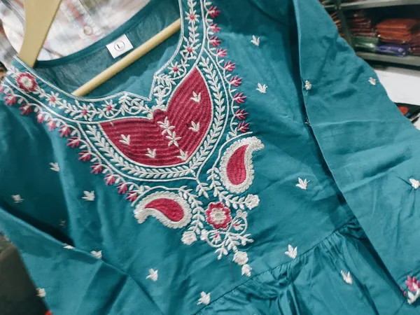 Sky_Blue_Embroidered_Anarkali_Kurta_With_Dupatta_For_Women