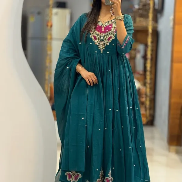 Sky_Blue_Embroidered_Anarkali_Kurta_With_Dupatta_For_Women