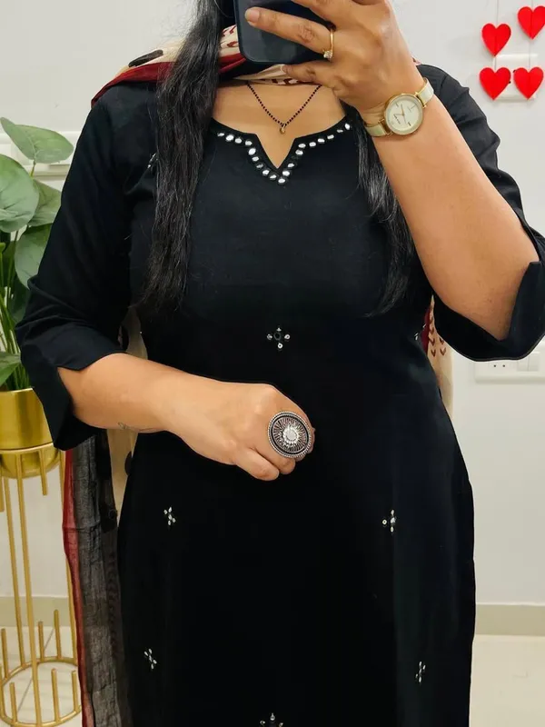Women_Black_Solid_Kurta_Pant_Set_with_Printed_Dupatta