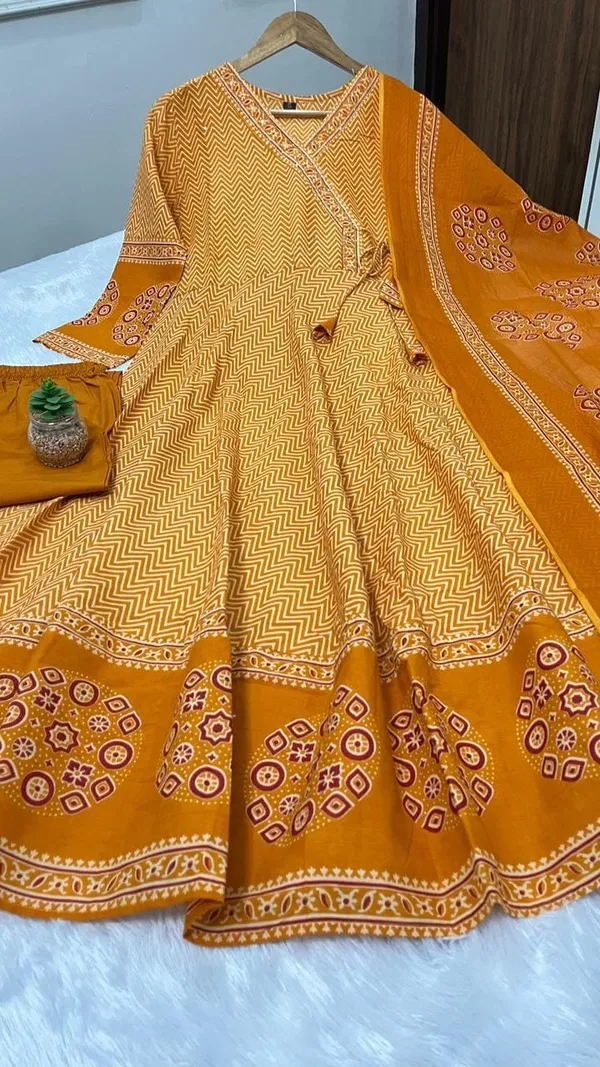 Women_Mustard_Printed_Anarkali_Kurta_Set_with_Dupatta