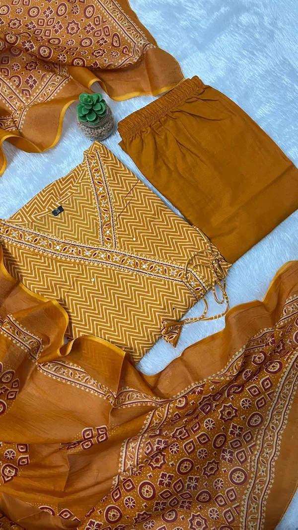 Women_Mustard_Printed_Anarkali_Kurta_Set_with_Dupatta