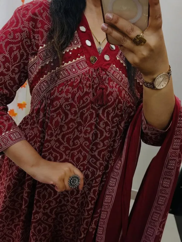 Cotton_Printed_Anarkali_With_Embroidered_Work_Kurta_Pant_Dupatta_Set_For_Women
