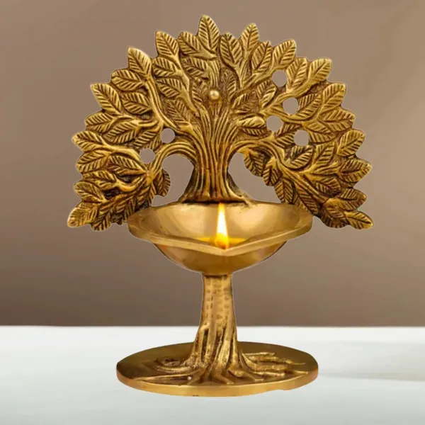 Gold_Brass_Tree_Of_Life_Decorative_Diya_Stand_With_Oil_Lamp_And_Ganesh_Idol_Pack_Of_2