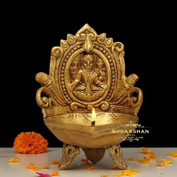Gold_Brass_Lakshmi_Diya_With_Traditional_Oil_Lamp_For_Pooja_And_Home_Decor
