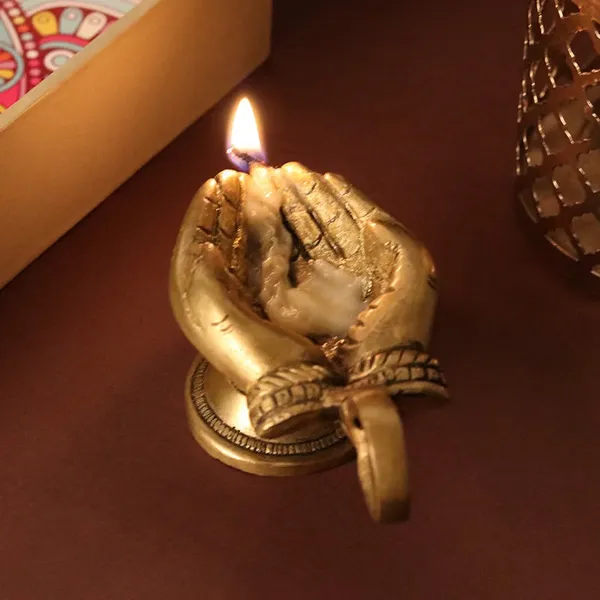 Golden_Brass_Praying_Hands_Candle_Holder_And_Incense_Burner_Pack_Of_2