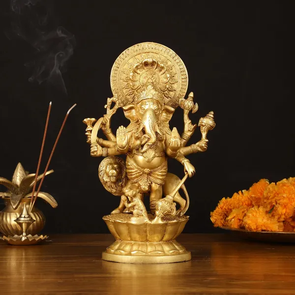 Gold_Brass_Ganesha_Idol_For_Home_Temple,_Office_Decor,_Gifting