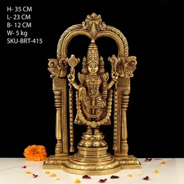 Gold_Brass_Balaji_Idol_For_Home_Temple,_Pooja_Room,_Spiritual_Decor