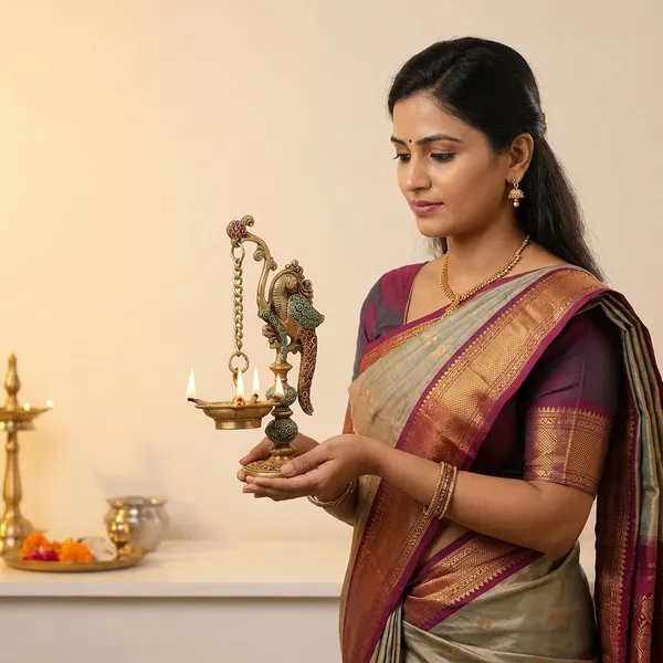 Gold_Brass_Peacock_Diya_Stand_With_Hanging_Chain_Oil_Lamp