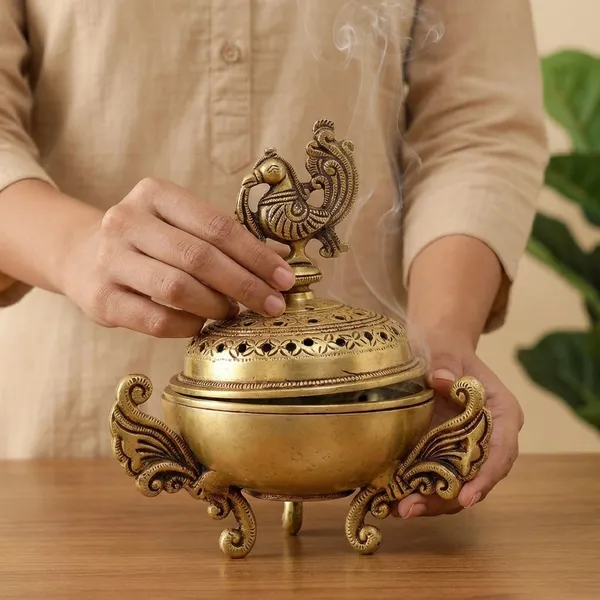 Gold_Antique_Brass_Peacock_Incense_Burner_With_Lid