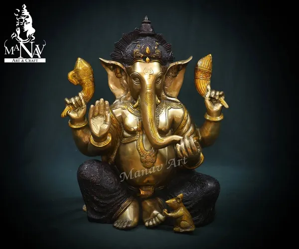 Gold_Brass_Ganesha_Idol_For_Home_Temple,_Office_Decor,_Gifting