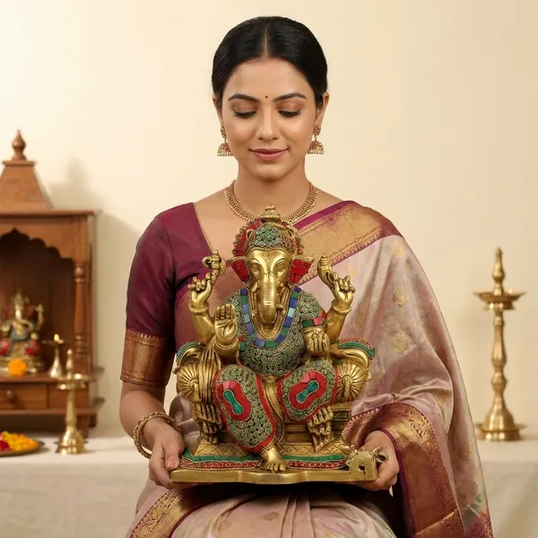 Gold_Brass_Ganesha_Idol_For_Home_Temple,_Office_Decor,_Gifting