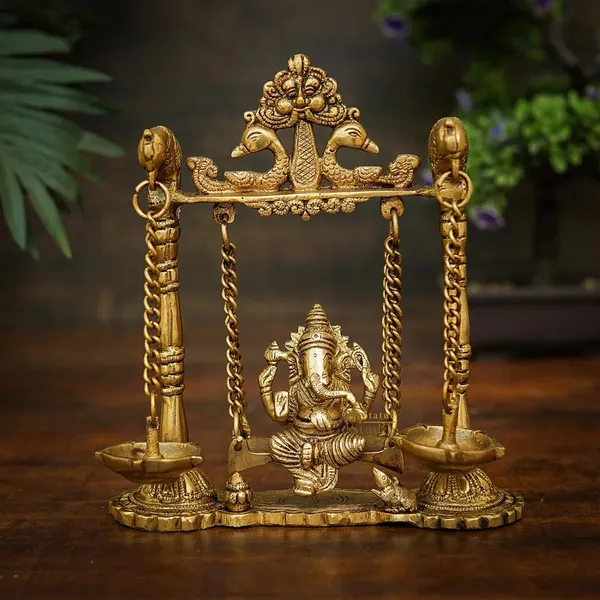 Gold_Brass_Ganesha_Jhula_Idol_For_Home_Temple,_Spiritual_Decor,_Gifting