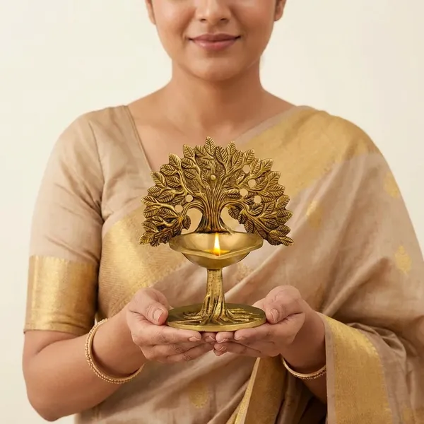 Gold_Brass_Tree_Of_Life_Decorative_Diya_Stand_With_Oil_Lamp_And_Ganesh_Idol_Pack_Of_2
