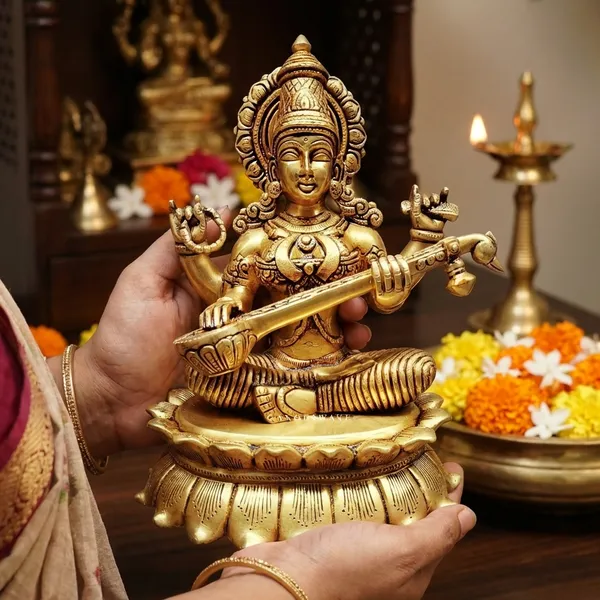 Gold_Brass_Saraswati_Idol_For_Home_Temple,_Study_Room,_Spiritual_Decor