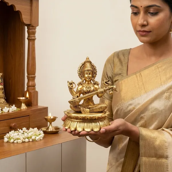 Gold_Brass_Saraswati_Idol_For_Home_Temple,_Study_Room,_Spiritual_Decor