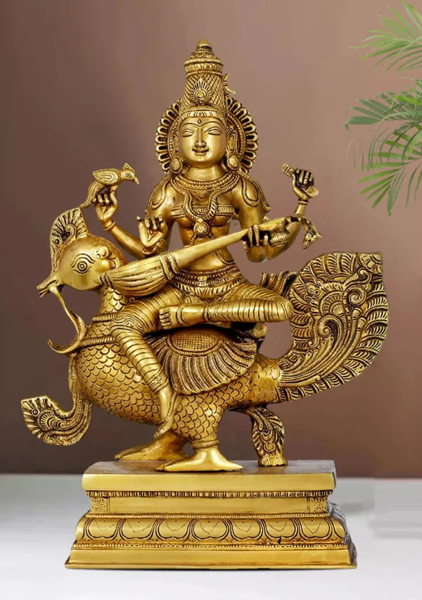 Gold_Brass_Saraswati_Idol_For_Home_Temple,_Study_Room,_Spiritual_Decor