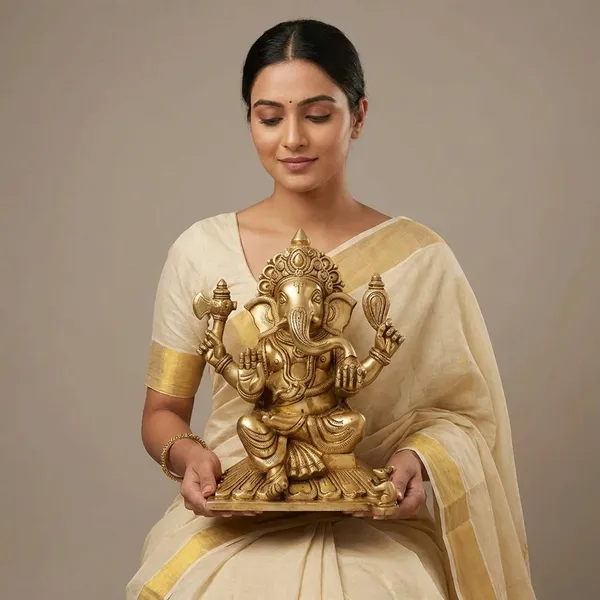 Gold_Brass_Lord_Ganesha_Idol_Sitting_Posture_With_Four_Arms