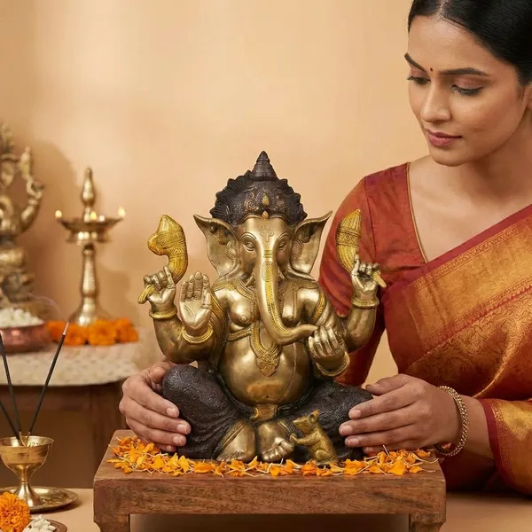 Gold_Brass_Ganesha_Idol_For_Home_Temple,_Office_Decor,_Gifting