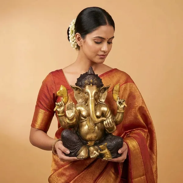 Gold_Brass_Ganesha_Idol_For_Home_Temple,_Office_Decor,_Gifting