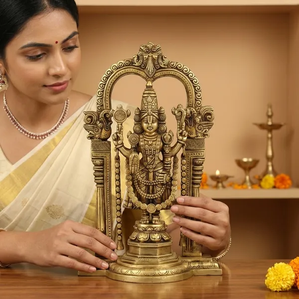 Gold_Brass_Balaji_Idol_For_Home_Temple,_Pooja_Room,_Spiritual_Decor