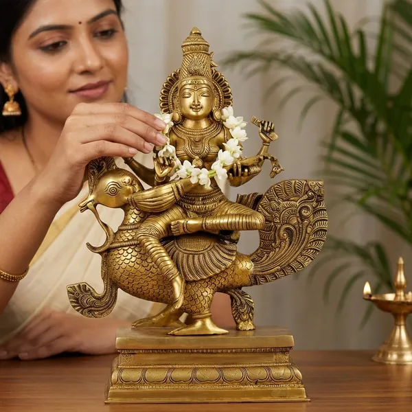 Gold_Brass_Saraswati_Idol_For_Home_Temple,_Study_Room,_Spiritual_Decor