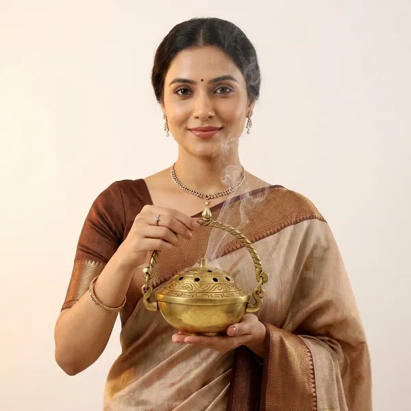 Gold_Traditional_Brass_Incense_Burner_With_Twisted_Handle_And_Parrot_Oil_Lamp_Hanging_Diya_Pack_Of_2
