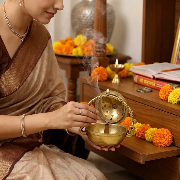 Gold_Traditional_Brass_Incense_Burner_With_Twisted_Handle_And_Parrot_Oil_Lamp_Hanging_Diya_Pack_Of_2