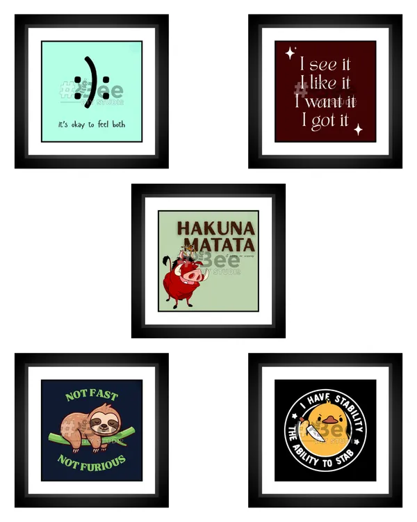 Multicolor_Mdf_Set_Of_5_5X5In_Frames_With_Stand_And_Hooks_On_The_Back