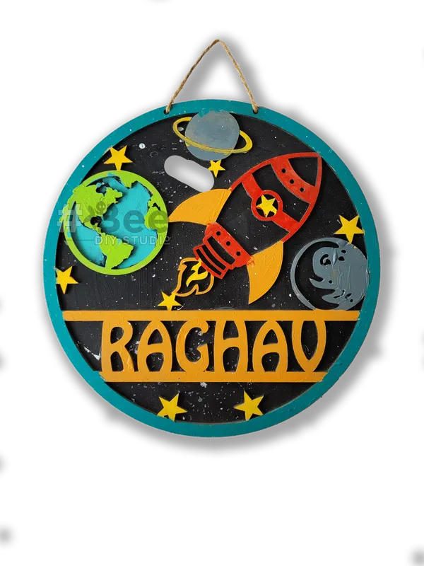 Multicolour_Mdf_Name_Plate_Rocket_Wall_Decor