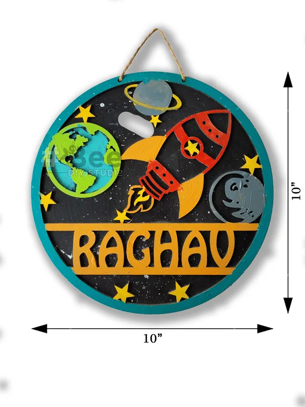 Multicolour_Mdf_Name_Plate_Rocket_Wall_Decor