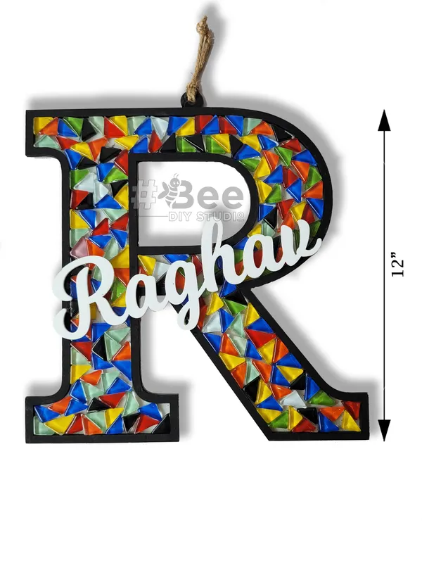 Multicolour_Mdf_&_Mosaic_Tiles_Mosaic_Initial_R_Wall_Decor