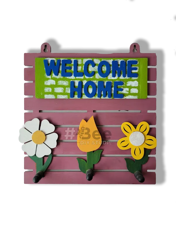 Multicolour_Mdf_Key_Holder_Welcome_Home_Wall_Decor