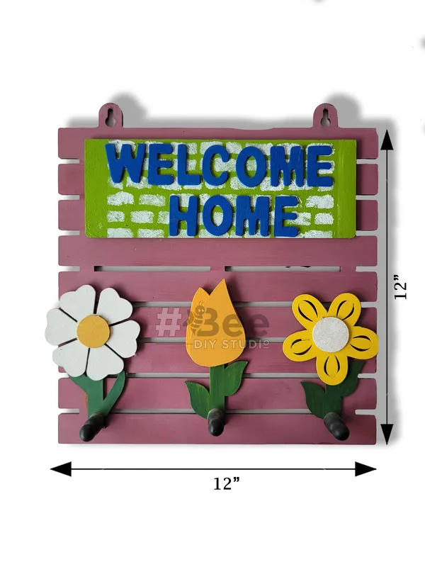 Multicolour_Mdf_Key_Holder_Welcome_Home_Wall_Decor