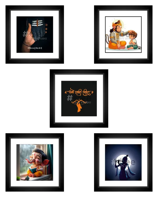 Multicolor_Mdf_Set_Of_5_5X5In_Frames_With_Stand_And_Hooks_On_The_Back