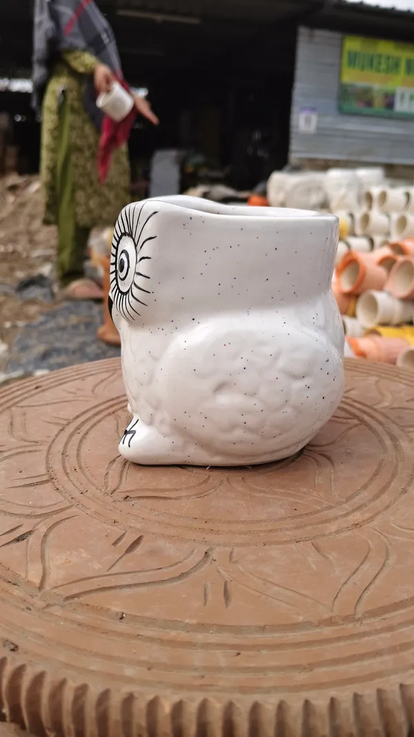 White_With_Black_Hand_Painted_Details_Owl_Face_Ceramic_Planter_For_Home_And_Decor