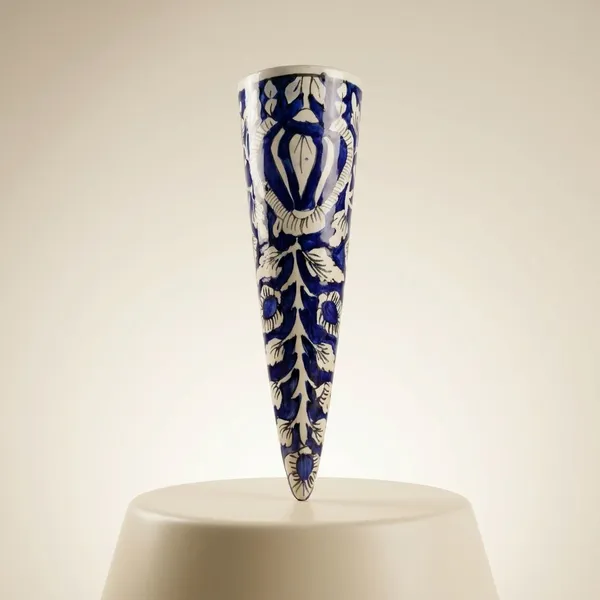 Royal_Blue_And_White_Floral_Ceramic_Wall_Vase_For_Home_Decor