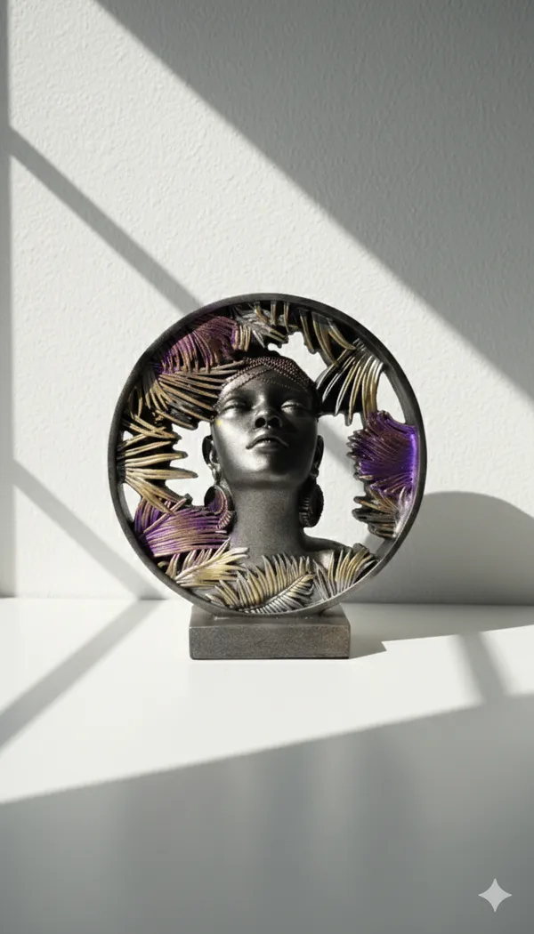 African_Lady_Round_Frame_Decorative