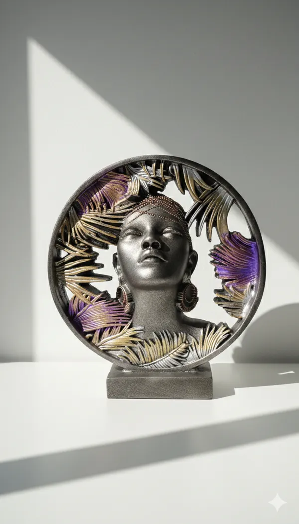African_Lady_Round_Frame_Decorative