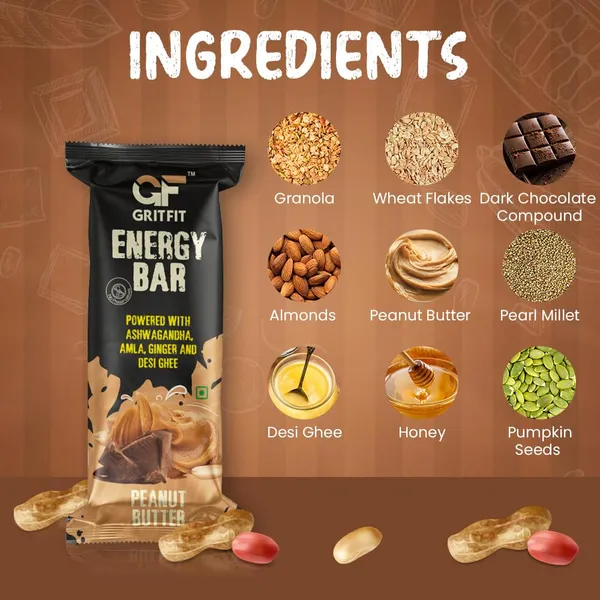 GRITFIT_Superfood_40_grams_Energy_Bar_Peanut_Butter_[Pack_of_6],_3.66g_Protein_&_2.41g_Fiber_Per_Bar,_Nutrient-Rich_Snack,_No_Preservatives,_Cholesterol_or_Trans_Fats,_100%_Veg_for_Energy_&_Immunity