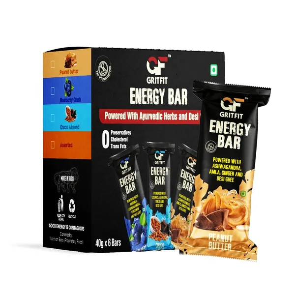 GRITFIT_Superfood_40_grams_Energy_Bar_Peanut_Butter_[Pack_of_6],_3.66g_Protein_&_2.41g_Fiber_Per_Bar,_Nutrient-Rich_Snack,_No_Preservatives,_Cholesterol_or_Trans_Fats,_100%_Veg_for_Energy_&_Immunity