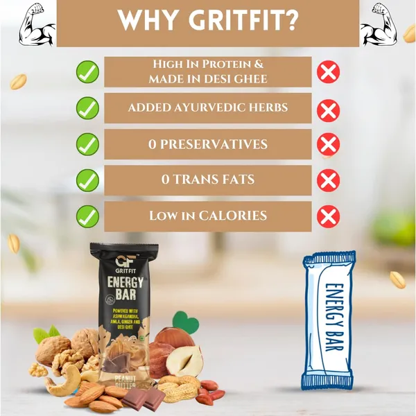 GRITFIT_Superfood_40_grams_Energy_Bar_Peanut_Butter_[Pack_of_6],_3.66g_Protein_&_2.41g_Fiber_Per_Bar,_Nutrient-Rich_Snack,_No_Preservatives,_Cholesterol_or_Trans_Fats,_100%_Veg_for_Energy_&_Immunity