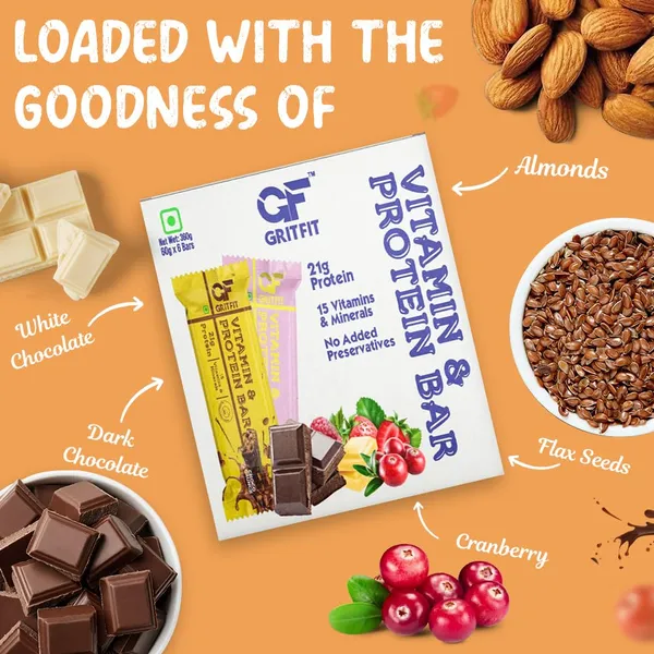 GRITFIT_Vitamin_&_Protein_Bar_Variety_Pack,_360g_(60g_Protein_Bar),_Berry_Blast_x3,_Choco_Crunch_x3,_No_Preservatives,_100%_Veg