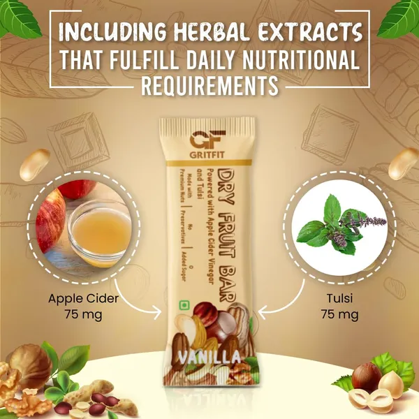 GRITFIT_Superfood_40_grams_Dry_Fruit_Vanilla_Bar_[Pack_of_6],_5.66g_Protein_&_3.76g_Fiber_Per_Bar,_Nutrient-Packed_Snack,_No_Added_Sugar,_Preservatives_or_Trans_Fats,_Cholesterol_Free_100%_Veg_for_Energy_&_Immunity