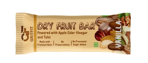 GRITFIT_Superfood_40_grams_Dry_Fruit_Vanilla_Bar_[Pack_of_6],_5.66g_Protein_&_3.76g_Fiber_Per_Bar,_Nutrient-Packed_Snack,_No_Added_Sugar,_Preservatives_or_Trans_Fats,_Cholesterol_Free_100%_Veg_for_Energy_&_Immunity